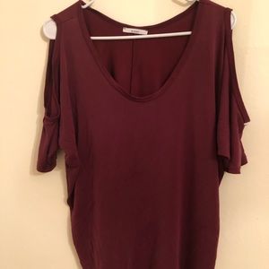 Burgundy cold shoulder top